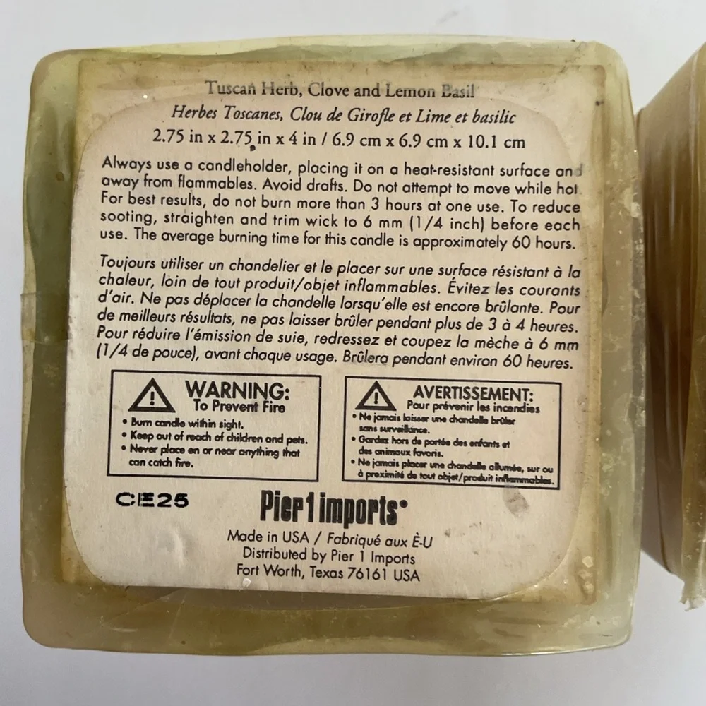 Pier 1 Multiples Square candles set of 2 NWT